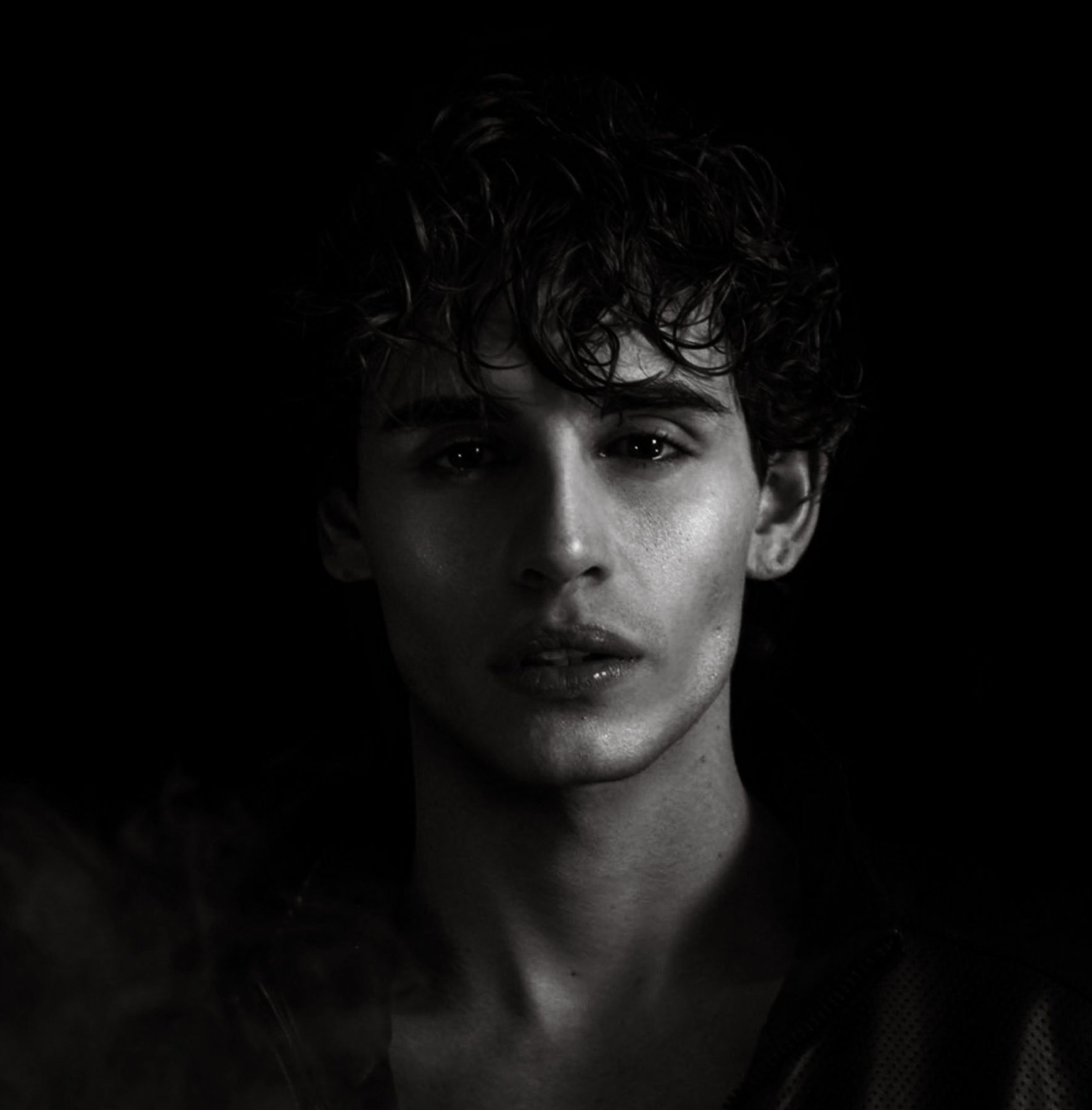 Close black and white portrait of Antonius